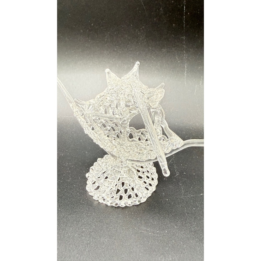 Vintage Spun Glass Gondola Figurine Clear Hand Blown Venetian Style Decor